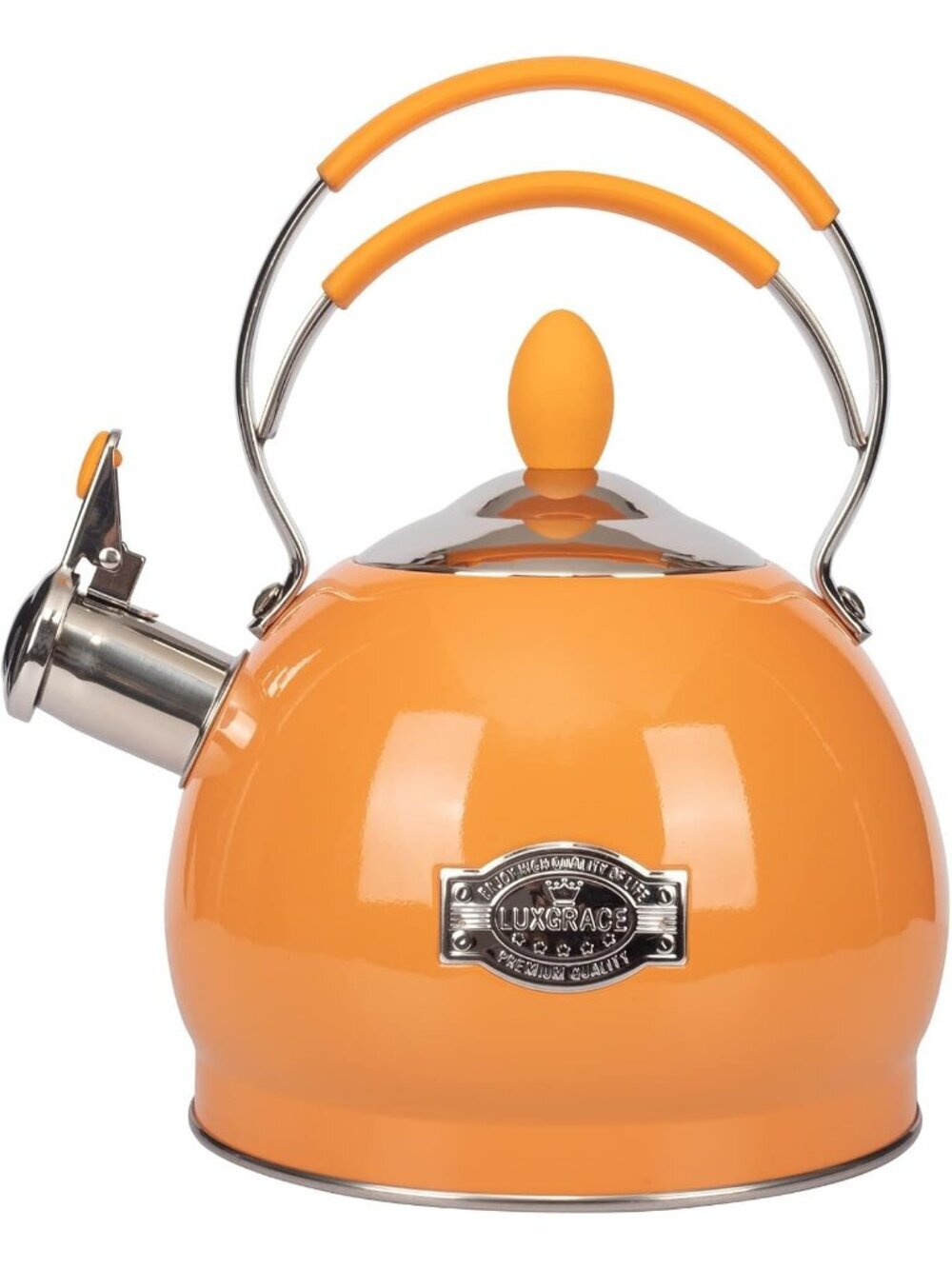 2.6 Quart Orange Stainless Steel Kitchen Tea kettle Whistling Stovetop Induction